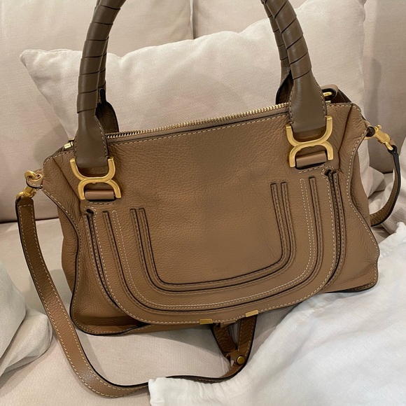 Chloé Medium Marcie Leather Satchel (Desert Taupe) - Picture 3 of 11